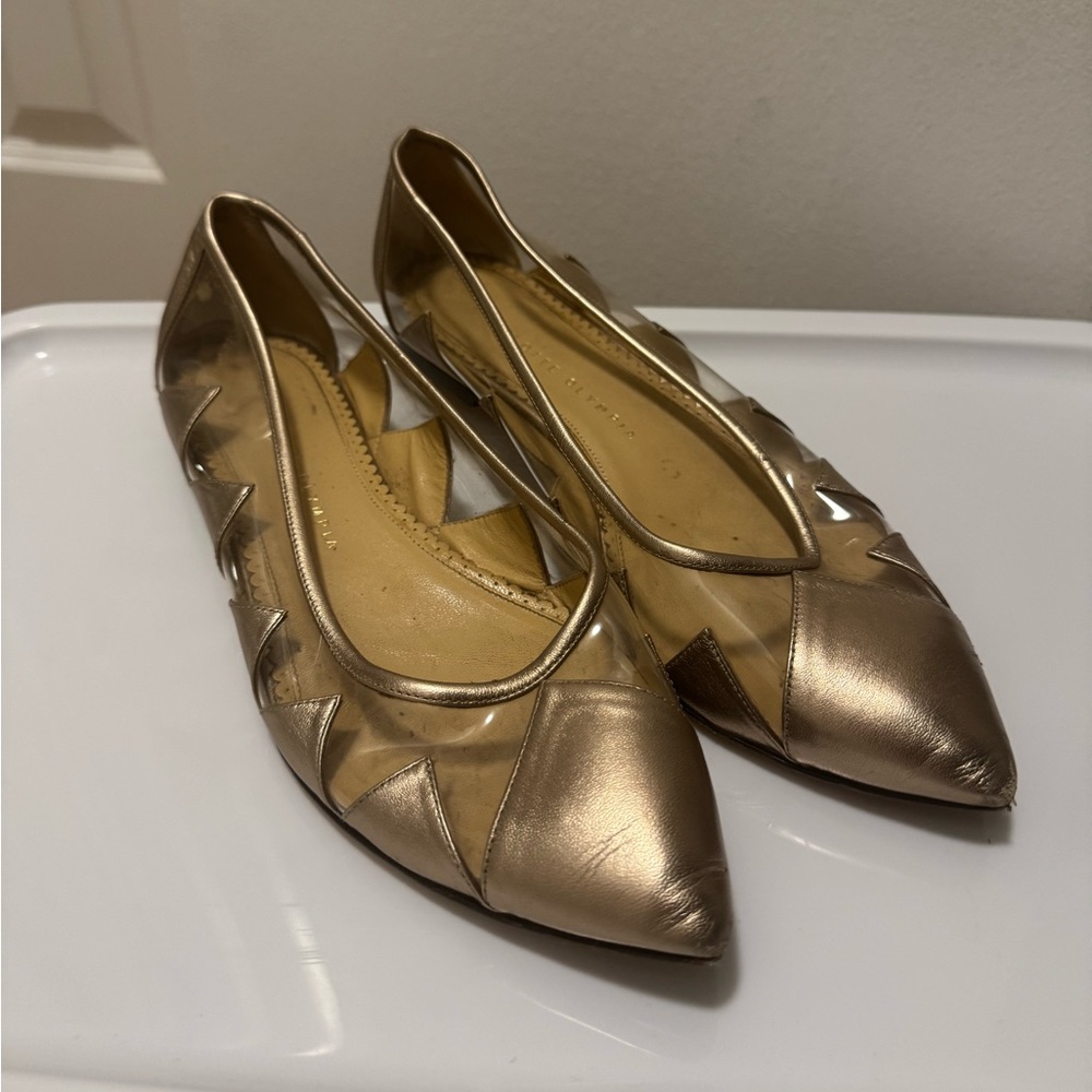 Charlotte Olympia Gold PVC Flats